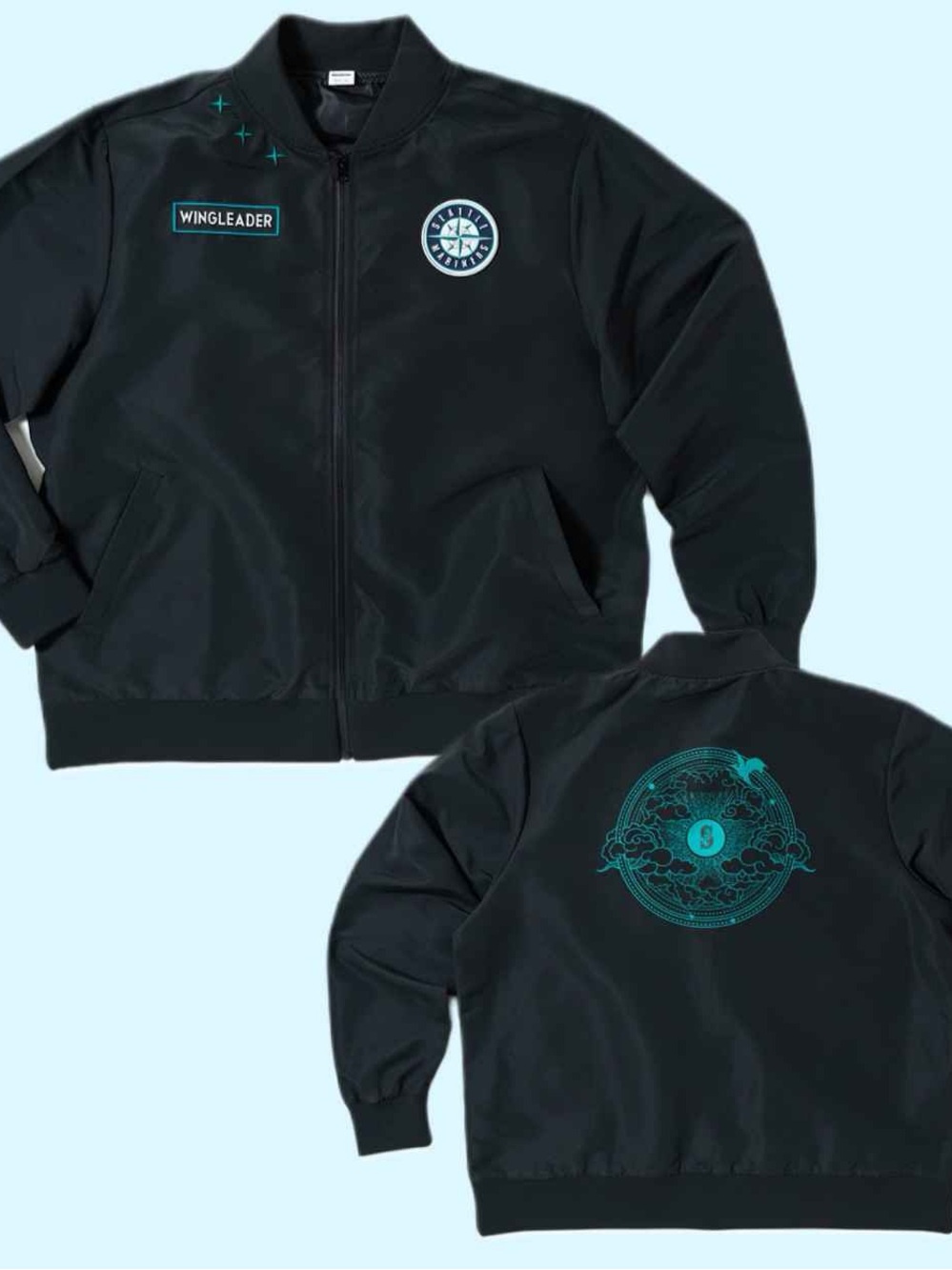 Fourth Wingleader Black Bomber Jacket with Seattle Mariners Graphic